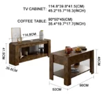 TV table and Lift Top Coffee Table with Storage , Rustic Wood Raisable Top Central Table for Living Room - Image 6