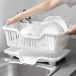 Kitchen Drainage Rack With Drainer Board Countertop Utensils Plates Chopsticks Bowls Spoons Storage Dish Drying Rack - Image 3
