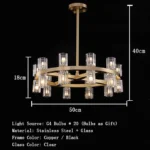 Postmodern LED pendant lamp in black stainless steel with glass shades, top and bottom light, luster for home decoration - Image 12
