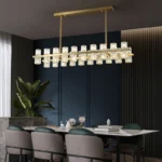 Postmodern LED pendant lamp in black stainless steel with glass shades, top and bottom light, luster for home decoration - Image 6