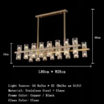 Postmodern LED pendant lamp in black stainless steel with glass shades, top and bottom light, luster for home decoration - Image 9