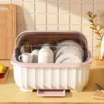 Kitchen Drain Cabinet With Lid, Bowl Box For Storing Dishes, Dishes, Tableware, Household Small Storage Rack, Chopsticks Storage - Image 4