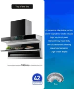 42 ㎡/min Home Appliance Kitchen Range Hood Wave Induction Wall Mounted 7-shaped Top Side Double Suction Range Hoods - Image 6