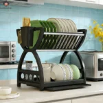 Kitchen Utensil Storage Rack, Desktop Double-Layer Dish Storage Rack, Kitchen Drain Rack That Saves Storage Space