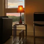 Modern Industrial Metal Side Table with Storage Geometric Design Compact Accent Table for Small Spaces Living Room Bedroom