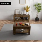 TV table and Lift Top Coffee Table with Storage , Rustic Wood Raisable Top Central Table for Living Room - Image 3