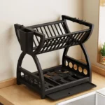 Kitchen Utensil Storage Rack, Desktop Double-Layer Dish Storage Rack, Kitchen Drain Rack That Saves Storage Space - Image 5