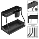 Kitchen storage rack - movable drawers, double-layer storage shelf, no drilling required, for home bathrooms - Image 5