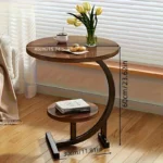 Modern Tiered Round Side Table - Double Layer Storage Accent Table for Living Room & Bedroom | Space-Saving Design - Image 6