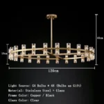 Postmodern LED pendant lamp in black stainless steel with glass shades, top and bottom light, luster for home decoration - Image 8
