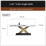 Modern Dining Table With Stainless Steel Finish Black White Desk Top For Six People Home Rectangle Luxury Marble Kitchen Table - Image 7