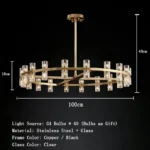 Postmodern LED pendant lamp in black stainless steel with glass shades, top and bottom light, luster for home decoration - Image 7