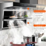 42 ㎡/min Home Appliance Kitchen Range Hood Wave Induction Wall Mounted 7-shaped Top Side Double Suction Range Hoods - Image 2