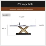 Modern Dining Table With Stainless Steel Finish Black White Desk Top For Six People Home Rectangle Luxury Marble Kitchen Table - Image 8