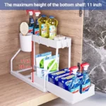 Kitchen storage rack - movable drawers, double-layer storage shelf, no drilling required, for home bathrooms - Image 7