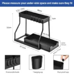 Kitchen storage rack - movable drawers, double-layer storage shelf, no drilling required, for home bathrooms - Image 4