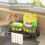 Kitchen Spice Storage Shelf with Drainage Rack, Installation Sink Organizer, Tap-Mounted Shelf for Home Kitchen Accessories - Image 2
