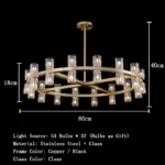 Postmodern LED pendant lamp in black stainless steel with glass shades, top and bottom light, luster for home decoration - Image 14