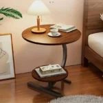 Modern Tiered Round Side Table - Double Layer Storage Accent Table for Living Room & Bedroom | Space-Saving Design - Image 2
