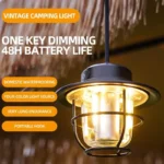 LED Camping Lamp Retro Hanging Lamp Portable Stepless Dimming Camping Light Waterproof Rechargeable Outdoor Light Lantern