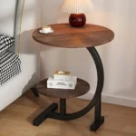 Modern Tiered Round Side Table - Double Layer Storage Accent Table for Living Room & Bedroom | Space-Saving Design - Image 5