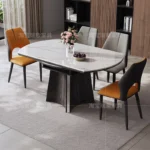 Modern Simplicity Dining Table Round Design Waterproof Living Luxury Dining Table White Extendable Living Dining Room Furniture - Image 3