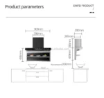 42 ㎡/min Home Appliance Kitchen Range Hood Wave Induction Wall Mounted 7-shaped Top Side Double Suction Range Hoods - Image 5