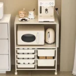Kitchen Island Cart with 6 Drawers, Rolling Sideboard Cabinet, Dining Room Drawer Cart with Extended Desktop  Kitchen Furniture - Image 5