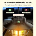 LED Camping Lamp Retro Hanging Lamp Portable Stepless Dimming Camping Light Waterproof Rechargeable Outdoor Light Lantern - Image 4
