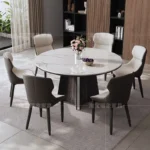 Modern Simplicity Dining Table Round Design Waterproof Living Luxury Dining Table White Extendable Living Dining Room Furniture - Image 2