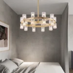 Postmodern LED pendant lamp in black stainless steel with glass shades, top and bottom light, luster for home decoration - Image 3