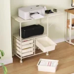 Kitchen Island Cart with 6 Drawers, Rolling Sideboard Cabinet, Dining Room Drawer Cart with Extended Desktop  Kitchen Furniture - Image 4