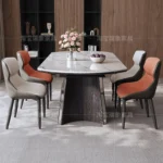 Modern Simplicity Dining Table Round Design Waterproof Living Luxury Dining Table White Extendable Living Dining Room Furniture - Image 4