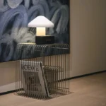 Modern Industrial Metal Side Table with Storage Geometric Design Compact Accent Table for Small Spaces Living Room Bedroom - Image 6