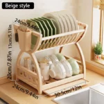 Kitchen Utensil Storage Rack, Desktop Double-Layer Dish Storage Rack, Kitchen Drain Rack That Saves Storage Space - Image 7