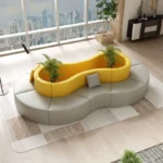 Modern S-Shape Sectional Sofa Set for Home Office for Hotels Public Areas Restaurants Durable PU Leather Cover - Image 4