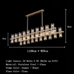 Postmodern LED pendant lamp in black stainless steel with glass shades, top and bottom light, luster for home decoration - Image 10