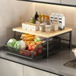 Kitchen Storage Rack Standing Shelf with Drawer for Fruits Vegetables Microwave Oven Pots Dishes Spices Organizer Home Apartment - Image 4