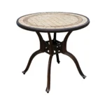 Tile Patio Table Aluminum Frame Outdoor Table Bistro Table All Weather Garden Table Faux Wood Grain Backyard Table Dining Table - Image 10