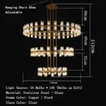Postmodern LED pendant lamp in black stainless steel with glass shades, top and bottom light, luster for home decoration - Image 18