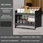 Kitchen Lifting Basket Cabinet Up and Down Buffer Open Door Kitchen Cabinet Storage Rack Seasoning Basket Kitchen Furniture - Image 7