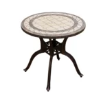 Tile Patio Table Aluminum Frame Outdoor Table Bistro Table All Weather Garden Table Faux Wood Grain Backyard Table Dining Table - Image 8