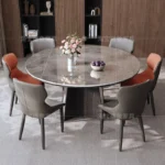 Modern Simplicity Dining Table Round Design Waterproof Living Luxury Dining Table White Extendable Living Dining Room Furniture