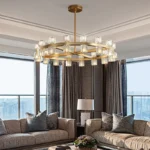 Postmodern LED pendant lamp in black stainless steel with glass shades, top and bottom light, luster for home decoration - Image 4