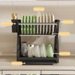 Kitchen Utensil Storage Rack, Desktop Double-Layer Dish Storage Rack, Kitchen Drain Rack That Saves Storage Space - Image 4
