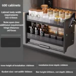 Kitchen Lifting Basket Cabinet Up and Down Buffer Open Door Kitchen Cabinet Storage Rack Seasoning Basket Kitchen Furniture - Image 6
