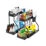 Kitchen storage rack - movable drawers, double-layer storage shelf, no drilling required, for home bathrooms - Image 6