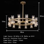 Postmodern LED pendant lamp in black stainless steel with glass shades, top and bottom light, luster for home decoration - Image 13