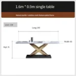 Modern Dining Table With Stainless Steel Finish Black White Desk Top For Six People Home Rectangle Luxury Marble Kitchen Table - Image 6
