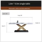 Modern Dining Table With Stainless Steel Finish Black White Desk Top For Six People Home Rectangle Luxury Marble Kitchen Table - Image 9